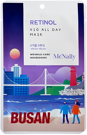 Mсnally~Антивозрастная тканевая маска с ретинолом~V10 All Day Mask Retinol