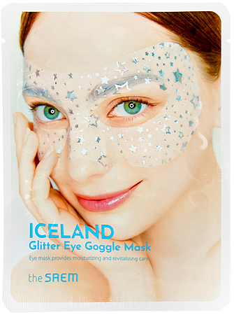 The Saem~Увлажняющая тканевая маска с глиттером для кожи вокруг глаз~Iceland Glitter Eye Goggle Mask