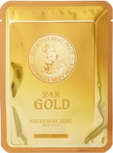 Elizavecca~Антивозрастная маска с золотом и муцином улитки~24k gold water dew snail mask pack