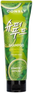 Consly~Укрепляющий шампунь для поврежденных волос~Seaweed & Matcha