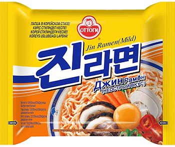 Ottogi~Сублимированная лапша со вкусом грибов~Jin Ramen Mild