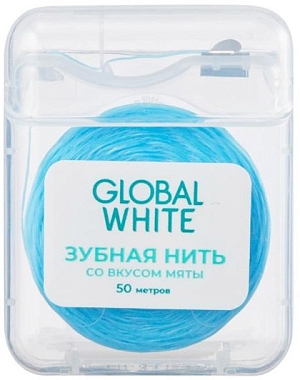 Global White~Вощеная зубная нить со вкусом мяты