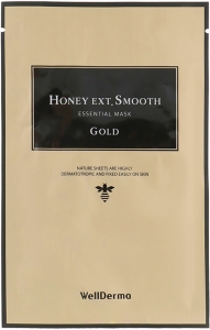 WellDerma~Питательная тканевая маска с золотом и экстрактом меда~Honey Ext Smooth Essential Mask