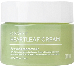 Tenzero~Восстанавливающий крем для лица с экстрактом зеленого чая~Clear Fit Heartleaf Cream
