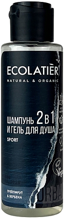 Ecolatier~Мужской гель для душа и шампунь 2 в 1 с ароматом грейпфрута и вербены~Natural & Organic
