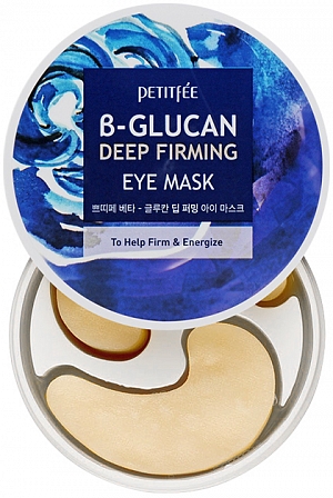 Petitfee~Лифтинг-патчи с бета-глюканом против темных кругов и морщин~B-Glucan Deep Firming Eye Mask