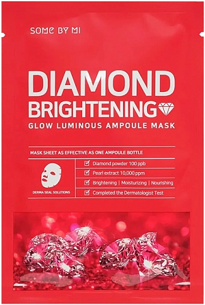 Some By Mi~Увлажняющая ампульная тканевая маска для сияния~Diamond Brightening Calming Glow Luminous