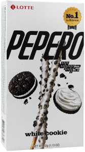 Lotte~Соломка в молочном шоколаде с крошками печенья (Корея)~Pepero White Cookie