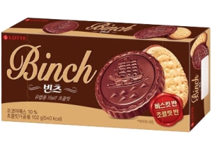 Lotte~Хрустящее печенье Бинч в шоколадной глазури (Корея)~Binch
