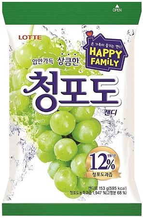 Lotte~Леденцовая карамель с соком зеленого винограда~Green Grape Candy