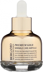 Bergamo~Омолаживающая высококонцентрированная сыворотка с золотом~Premium Gold Wrinkle Care Ampoule