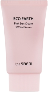 The Saem~Cолнцезащитный крем для проблемной кожи с центеллой~Eco Earth Pink Sun Cream SPF50+ PA++++