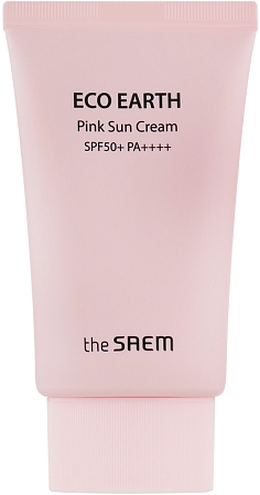 The Saem~Cолнцезащитный крем для проблемной кожи с центеллой~Eco Earth Pink Sun Cream SPF50+ PA++++