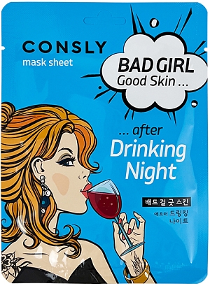 Consly~Тонизирующая тканевая маска с экстрактом бамбука~Bad Girl Good Skin After Drinking Night Mask