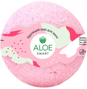 ALOESmart~Розовый бурлящий шар для ванны с глиттером