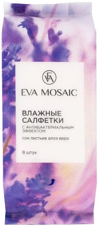Eva Mosaic~Антибактериальные влажные салфетки с соком алоэ вера~Aloe