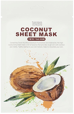 Tenzero~Смягчающая тканевая маска с экстрактом кокоса~Coconut Sheet Mask