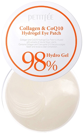 Petitfee~Гидрогелевые патчи с коллагеном~Collagen & Co Q10 Hydrogel Essence Eye Patch