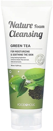 FoodaHolic~Освежающая пенка для умывания с экстрактом зеленого чая~Nature Foam Cleansing Green Tea