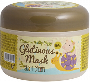 Elizavecca~Восстанавливающая крем-маска с муцином улитки~Milky Piggy Glutinous Mask 80% Snail Cream