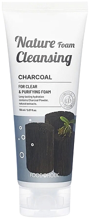 FoodaHolic~Очищающая пенка для умывания с древесным углем~Nature Foam Cleansing Charcoal