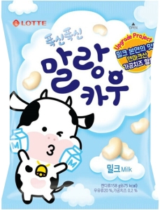 Lotte~Жевательные конфеты с молочным вкусом (Корея)~Malang Cow Original