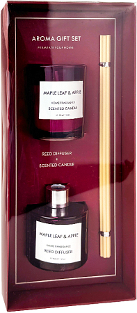 Home Fragrance~Набор Аромасвеча+Аромадиффузор с ароматом кленовый лист и яблоко~Maple Leaf&Apple