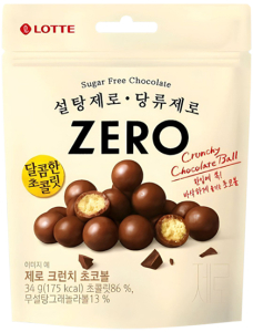 Lotte~Хрустящие шарики гранолы в шоколаде, без сахара (Корея)~Zero Crunch Chocolate Balls