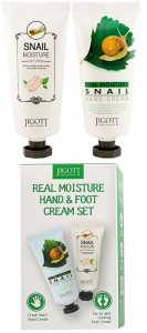 Jigott~Набор кремов для рук и ног с муцином улитки~Real Moisture Hand & Foot Cream Set 