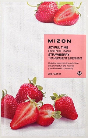 Mizon~Увлажняющая тканевая маска для ровного тона~Joyful Time Essence Mask Strawberry