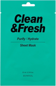 Eunyul~Осветляющая тканевая маска с экстрактом лотоса~Clean & Fresh Purify/Hydrate Sheet Mask