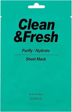 Eunyul~Увлажняющая тканевая маска~Clean & Fresh Purify/Hydrate Sheet Mask
