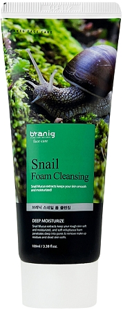 Branig~Очищающая пенка для умывания с муцином улитки~Pure Natural Snail Foam Cleansing