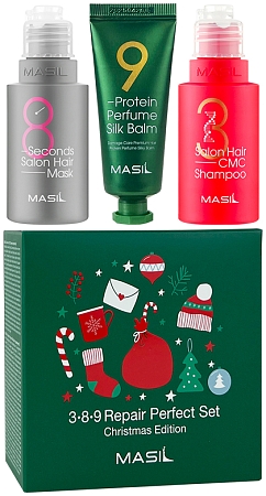Masil~Увлажняющий набор для волос c керамидами~3-8-9 Repair Perfect Set Christmas Edition