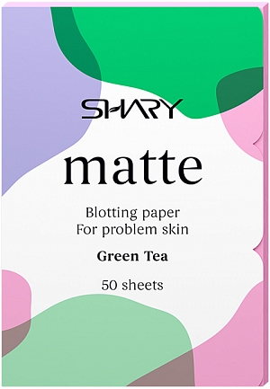 Shary~Матирующие салфетки с зеленым чаем~Matte Blotting Paper For Problem Skin Green Tea