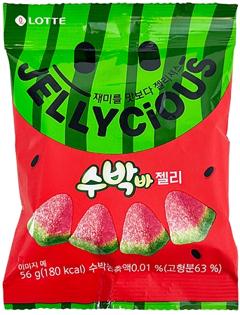 LOTTE~Жевательный мармелад со вкусом арбуза~Jellycious Watermelon Flavor 