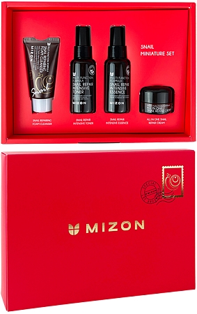 Mizon~Набор миниатюр по уходу за кожей с муцином улитки~Snail Miniature Special Edition Set of Four