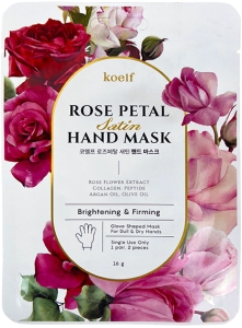 Koelf~Cмягчающая маска-перчатки для рук с экстрактом розы~Rose Petal Satin Hand Mask