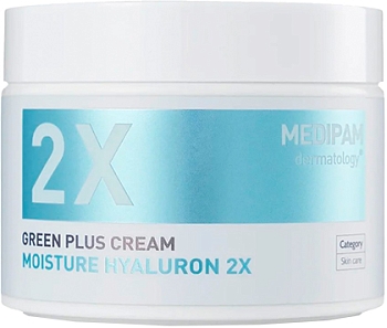 Medipam~Увлажняющий крем двойной уход с гиалуроновой кислотой~Green Plus 2X Cream Moisture Hyaluron