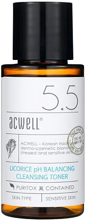 Aсwell~Слабокислотный очищающий тонер с экстрактом солодки~Licorice PH Balancing Cleansing Toner