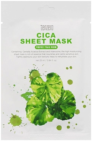 Tenzero~Увлажняющая тканевая маска с экстрактом центеллы~Cica Sheet Mask